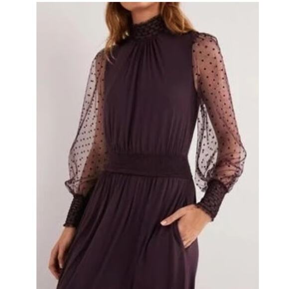 Boden Plum Tulle Sleeve Midi Dress in Fig Size 14 NWT - Picture 4 of 16